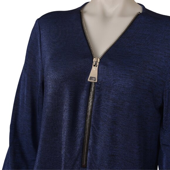 Joseph Ribkoff Royal Blue Zipper Front Blouse Tunic Top Asymmetrical Size 12 - Picture 3 of 9